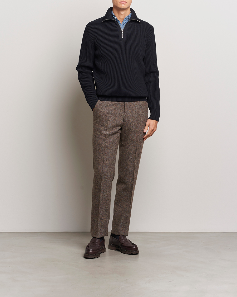 Hombres | Jerséis y prendas de punto | S.N.S. Herning | Fender Wool Half Zip Navy Blue