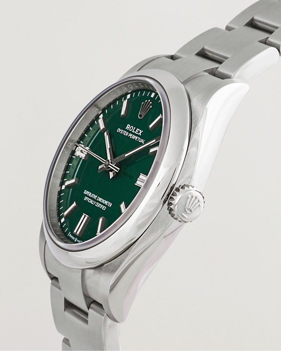 Hombres | Rolex Pre-Owned Oyster Perpetual 36 126000 Steel Green Silver | Rolex Pre-Owned | Oyster Perpetual 36 126000 Steel Green Silver