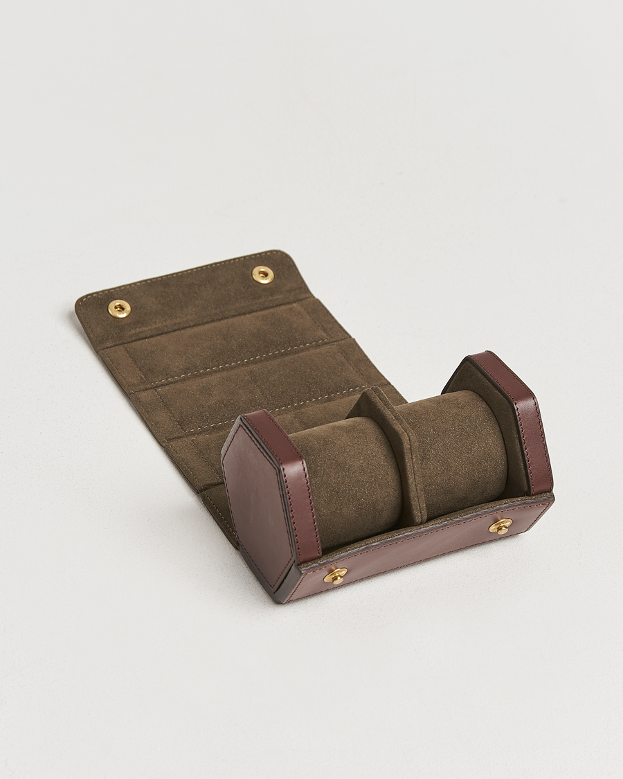 Hombres | Cajas y enrolladores de reloj | Bennett Winch | Double Watch Roll Brown