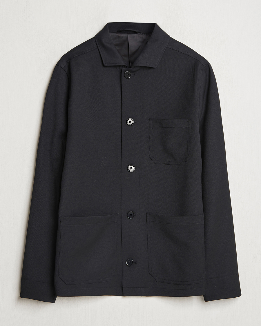Hombres | Abrigos y chaquetas | Filippa K | Louis Wool Gabardine Shirt Jacket Black