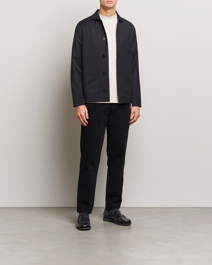 Hombres | Abrigos y chaquetas | Filippa K | Louis Wool Gabardine Shirt Jacket Black