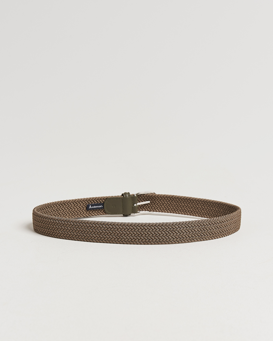 Hombres | Cinturones | Anderson's | Stretch Woven 3,5 cm Belt Khaki