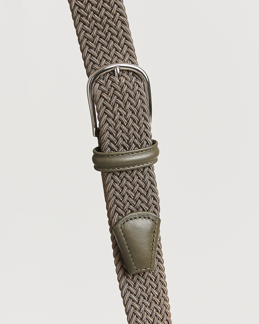 Hombres | Cinturones | Anderson's | Stretch Woven 3,5 cm Belt Khaki