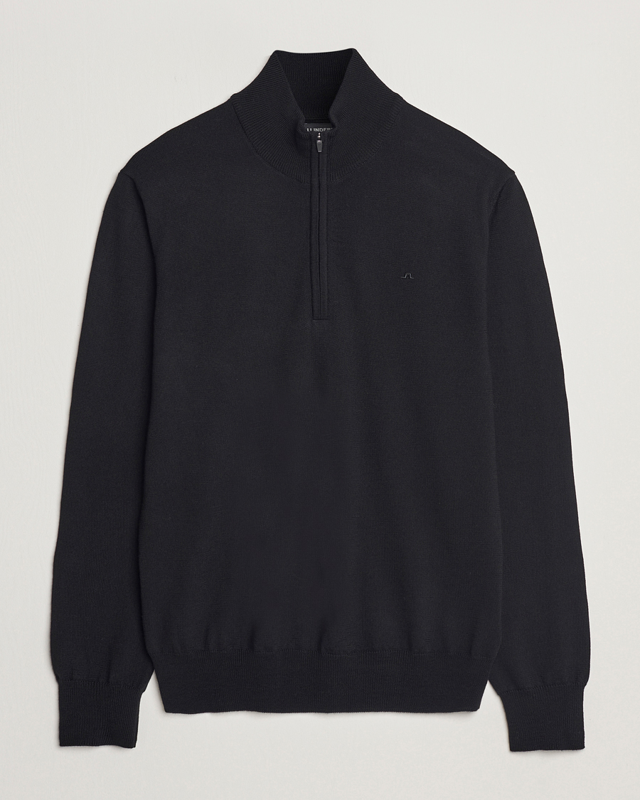 Hombres | Jerséis y prendas de punto | J.Lindeberg | Kiyan Merino Quarter Zip Black