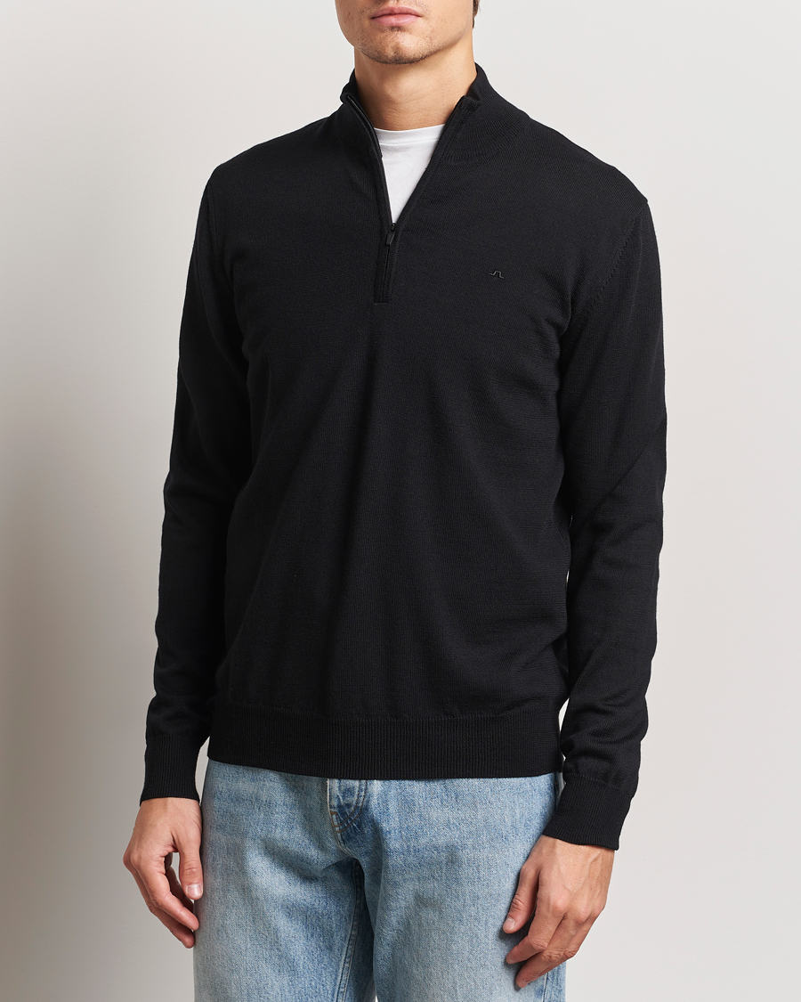 Hombres | Jerséis y prendas de punto | J.Lindeberg | Kiyan Merino Quarter Zip Black