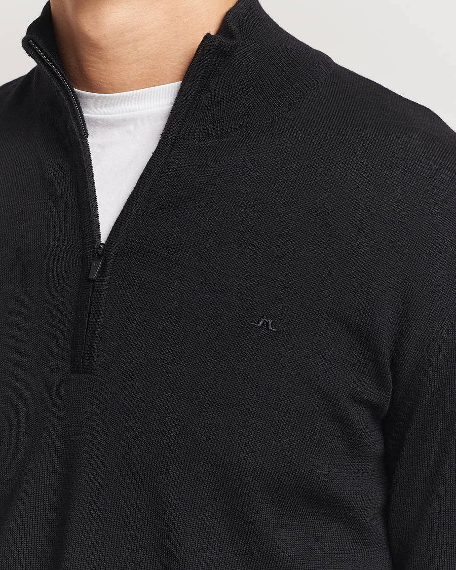 Hombres | Jerséis y prendas de punto | J.Lindeberg | Kiyan Merino Quarter Zip Black