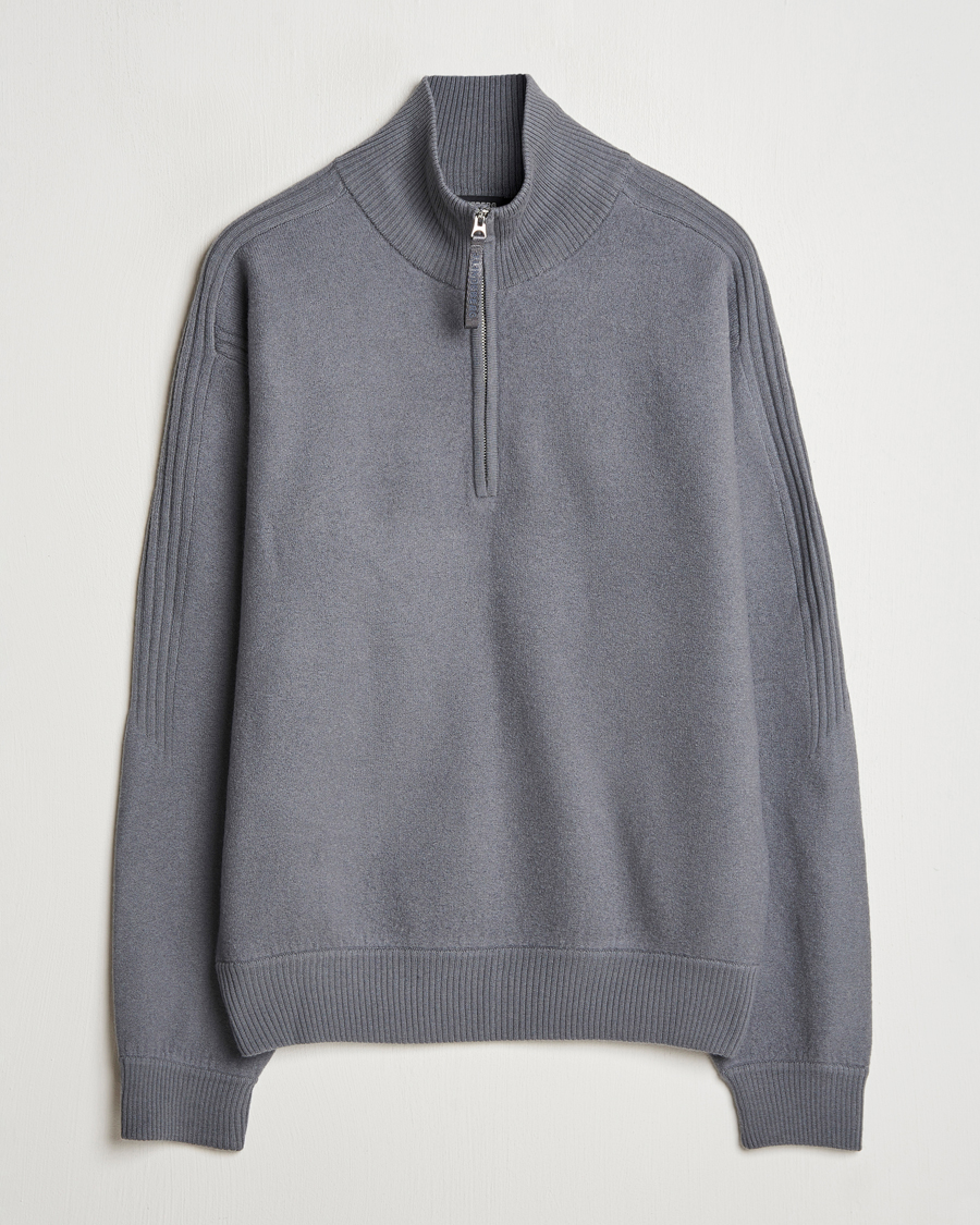 Hombres | Jerséis y prendas de punto | J.Lindeberg | Bon Boiled Wool Quarter Zip Lava Smoke