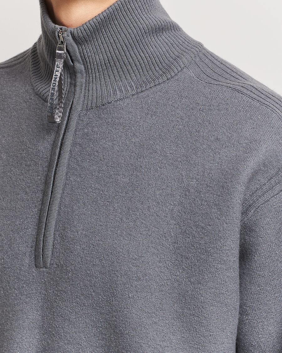 Hombres | Jerséis y prendas de punto | J.Lindeberg | Bon Boiled Wool Quarter Zip Lava Smoke