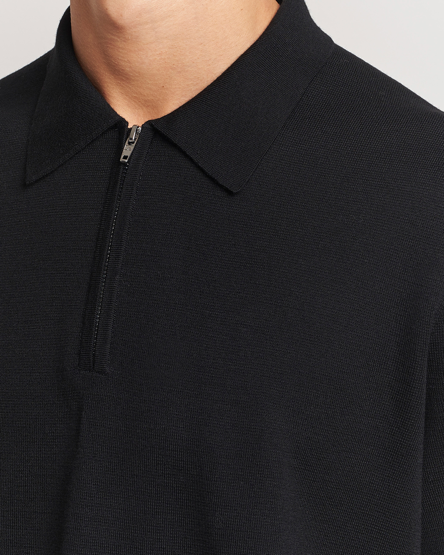 Hombres | Jerséis y prendas de punto | J.Lindeberg | Tyler Quarter Zip Knit Polo Black