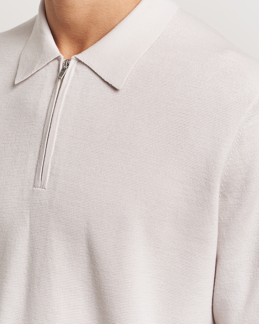 Hombres | Jerséis y prendas de punto | J.Lindeberg | Tyler Quarter Zip Knit Polo Moonbeam