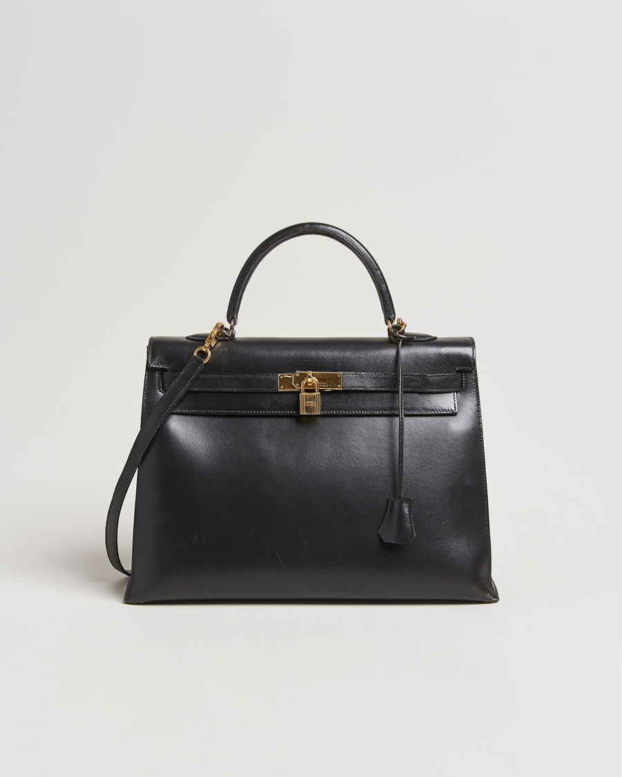 Hombres | Hermès Pre-Owned Kelly 35 Handbag Box Calf Black | Hermès Pre-Owned | Kelly 35 Handbag Box Calf Black
