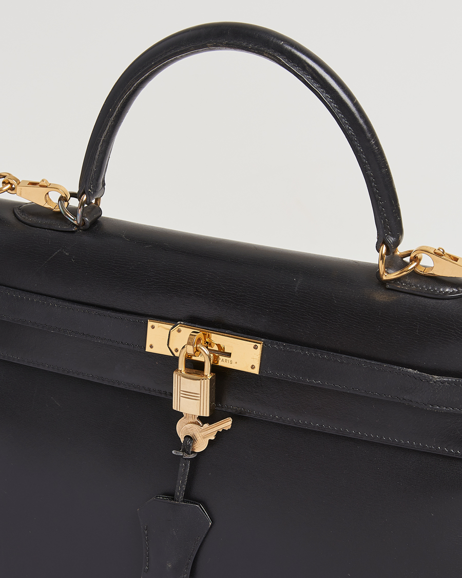 Hombres | Hermès Pre-Owned Kelly 35 Handbag Box Calf Black | Hermès Pre-Owned | Kelly 35 Handbag Box Calf Black