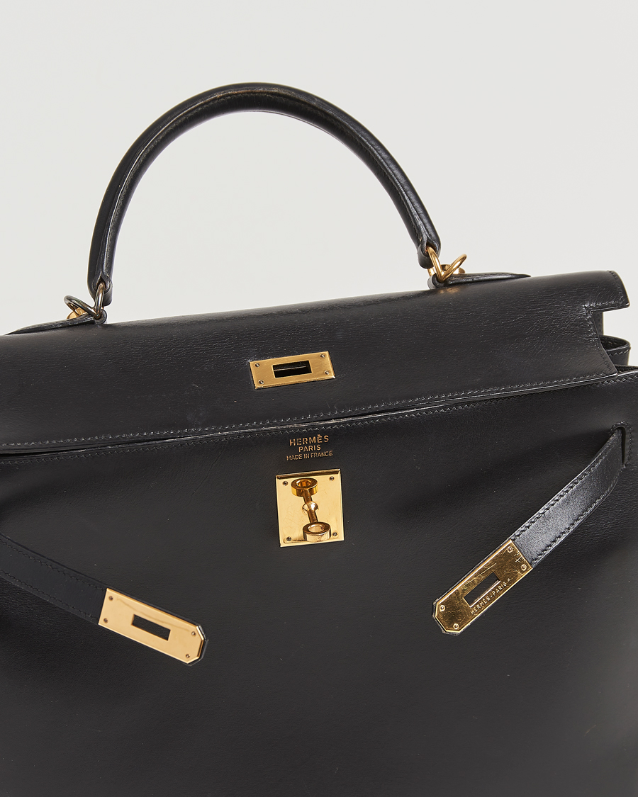 Hombres | Hermès Pre-Owned Kelly 35 Handbag Box Calf Black | Hermès Pre-Owned | Kelly 35 Handbag Box Calf Black