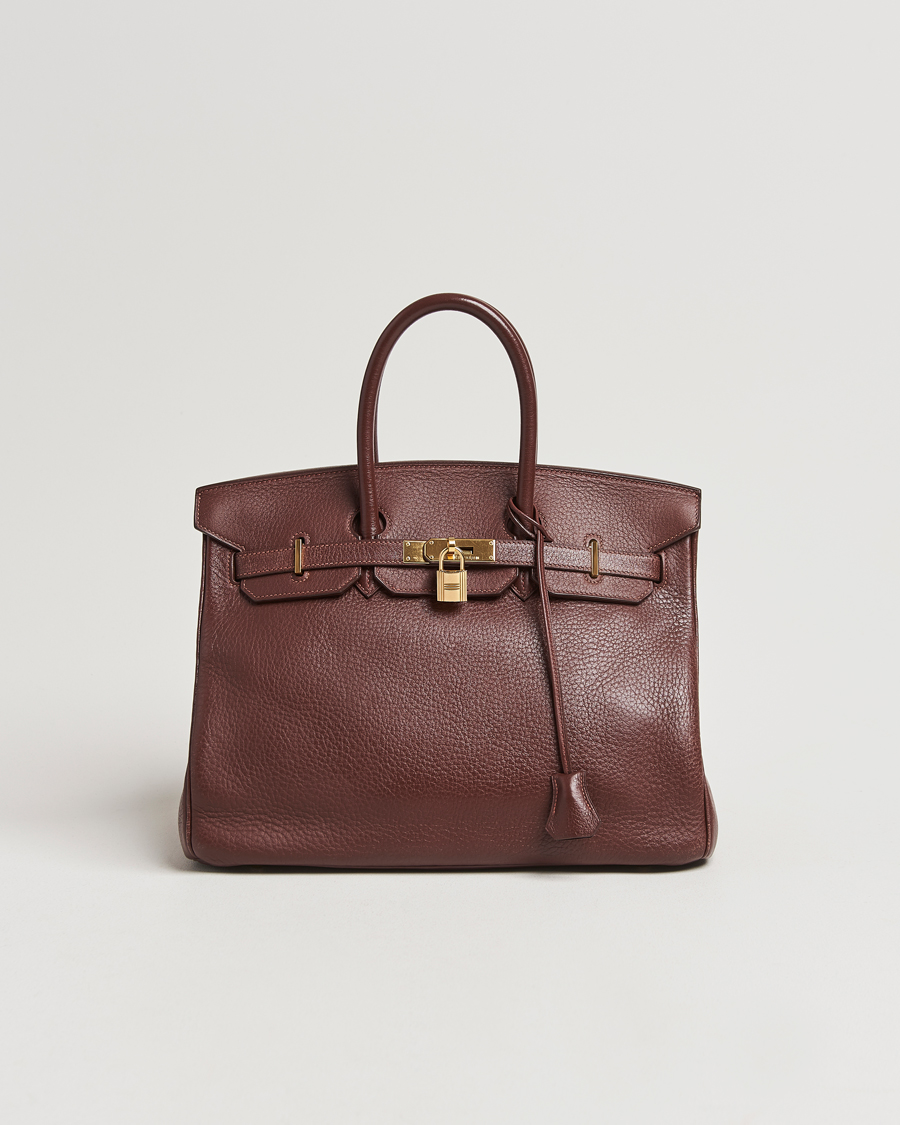 Hombres | Hermès Pre-Owned Birkin 35 Taurillon Clemence Handbag Havana | Hermès Pre-Owned | Birkin 35 Taurillon Clemence Handbag Havana