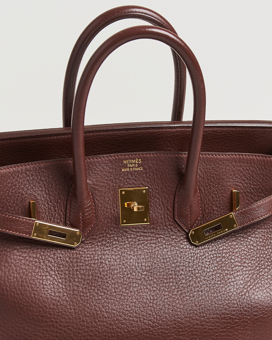 Hombres | Hermès Pre-Owned Birkin 35 Taurillon Clemence Handbag Havana | Hermès Pre-Owned | Birkin 35 Taurillon Clemence Handbag Havana