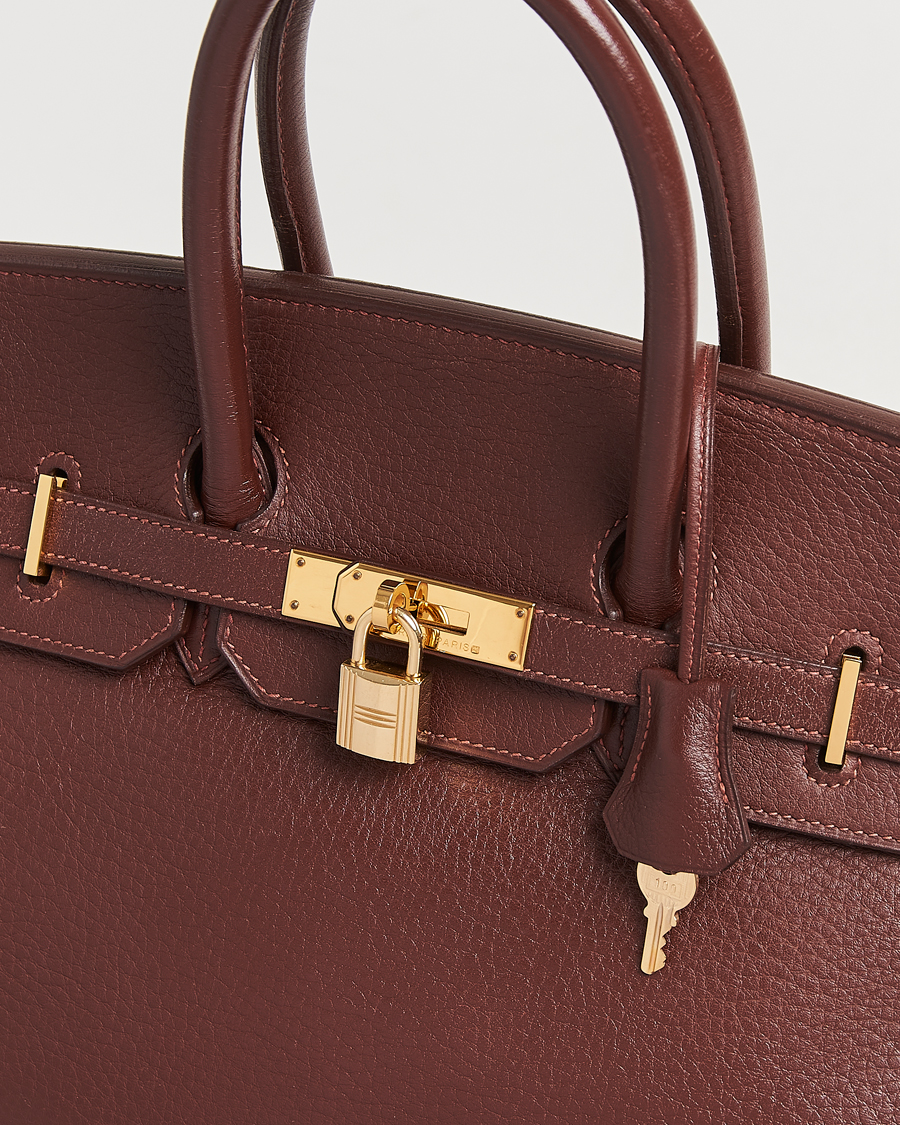 Hombres | Hermès Pre-Owned Birkin 35 Taurillon Clemence Handbag Havana | Hermès Pre-Owned | Birkin 35 Taurillon Clemence Handbag Havana