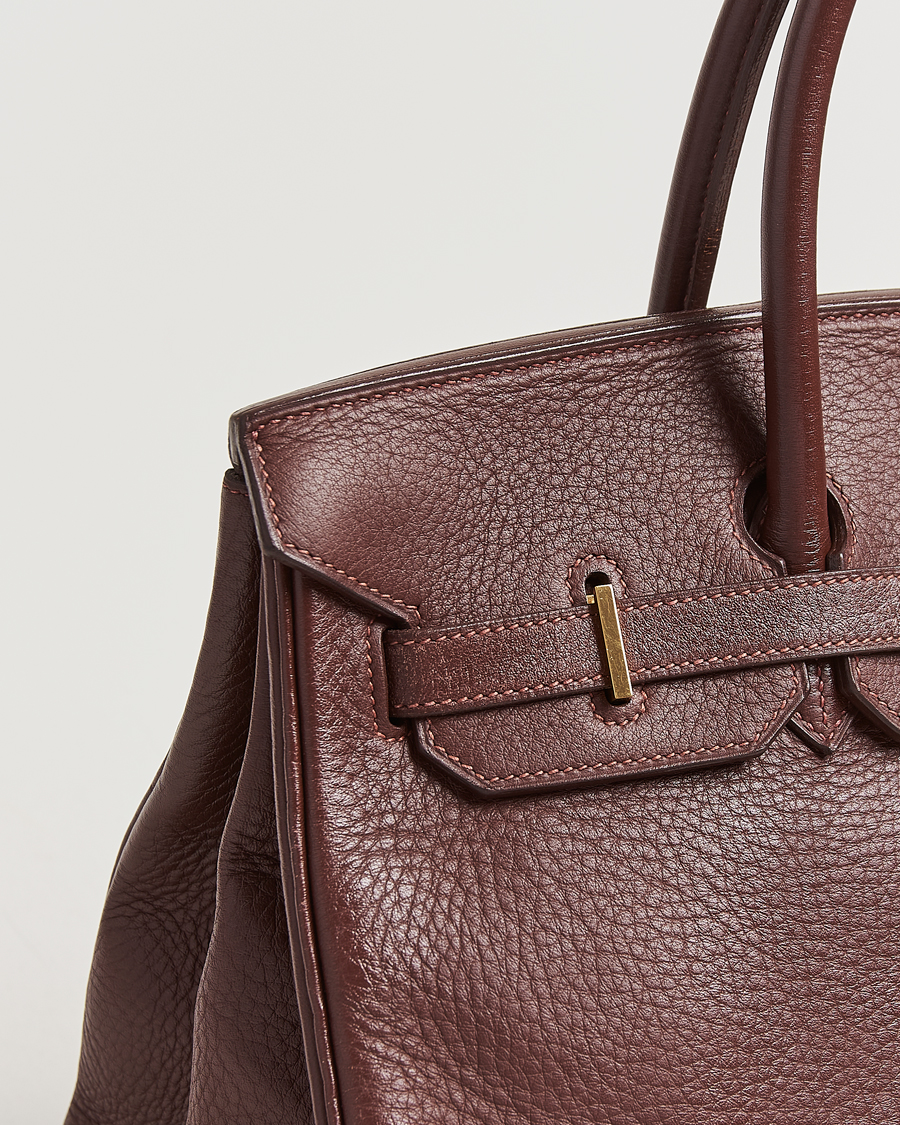 Hombres | Hermès Pre-Owned Birkin 35 Taurillon Clemence Handbag Havana | Hermès Pre-Owned | Birkin 35 Taurillon Clemence Handbag Havana