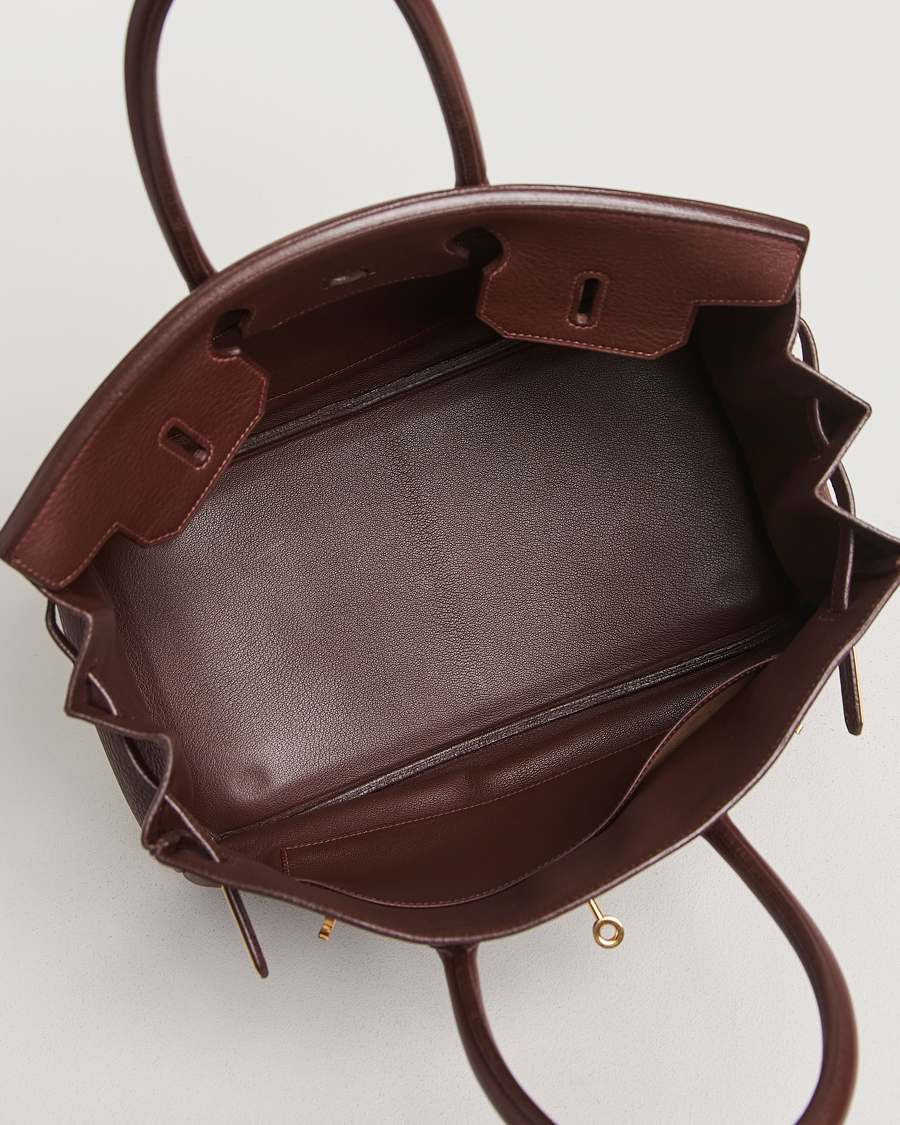 Hombres | Hermès Pre-Owned Birkin 35 Taurillon Clemence Handbag Havana | Hermès Pre-Owned | Birkin 35 Taurillon Clemence Handbag Havana