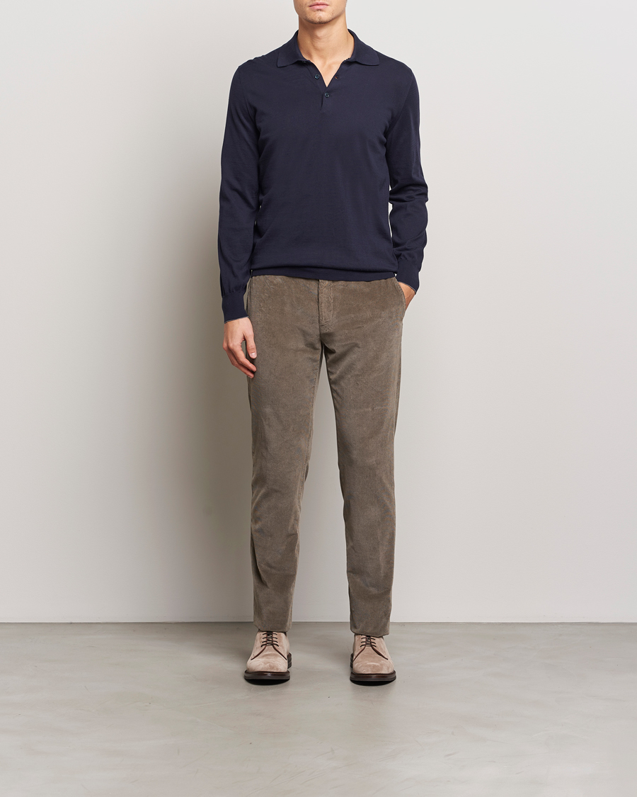 Hombres | Jerséis y prendas de punto | Brunello Cucinelli | Long Sleeve Polo Navy