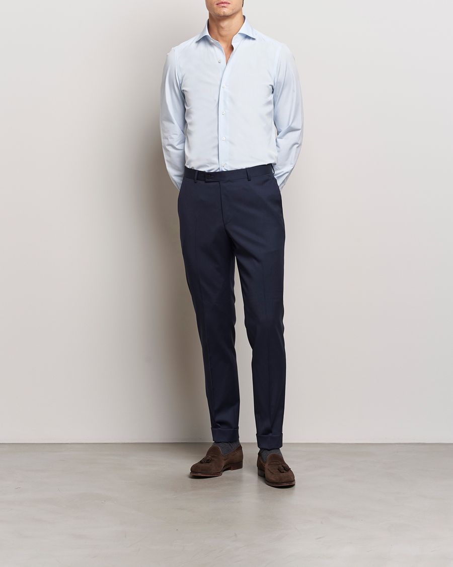 Hombres | Camisas | Finamore Napoli | Milano Slim Fit Classic Shirt Light Blue