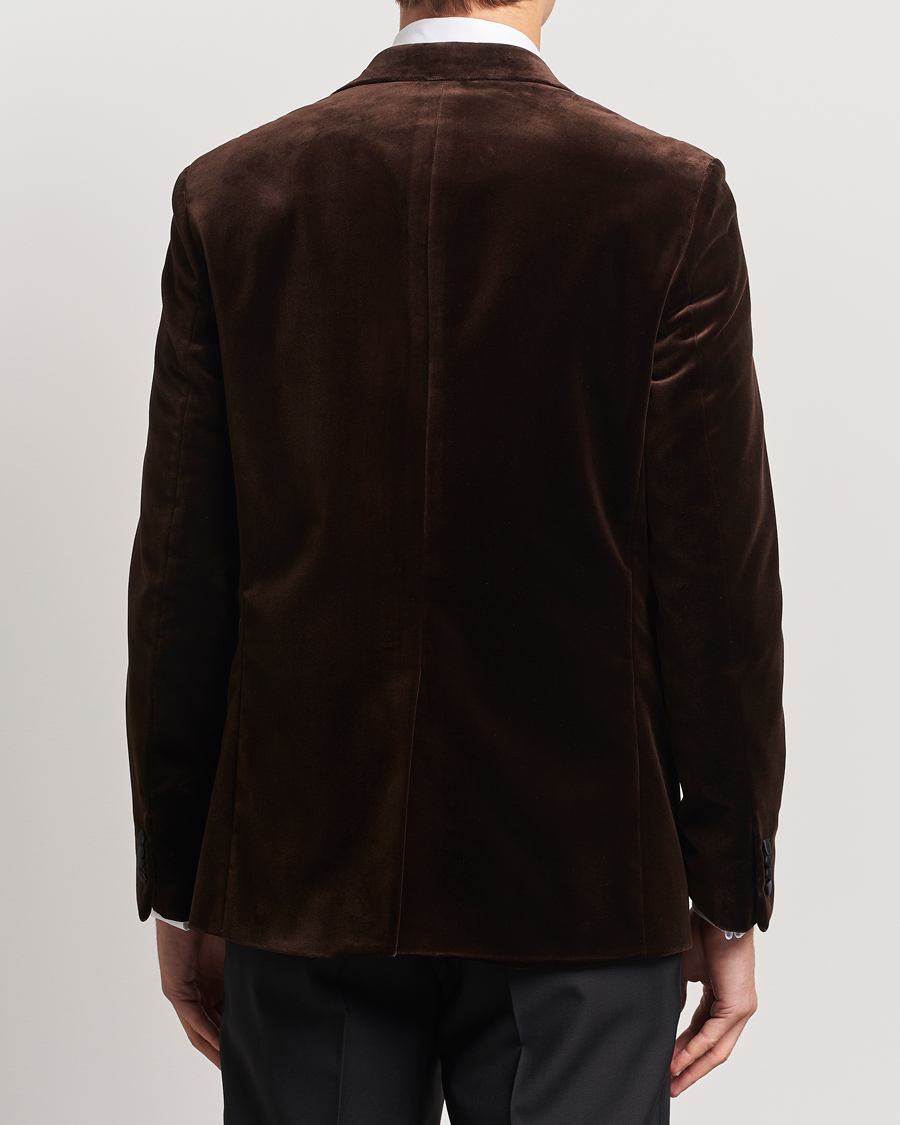 Hombres | Blazers | Oscar Jacobson | Frampton Velvet Tuxedo Blazer Brown