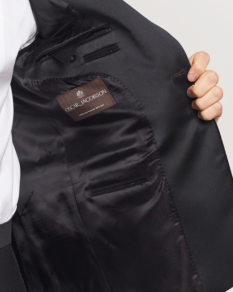 Hombres | Blazers | Oscar Jacobson | Frampton Velvet Tuxedo Blazer Brown