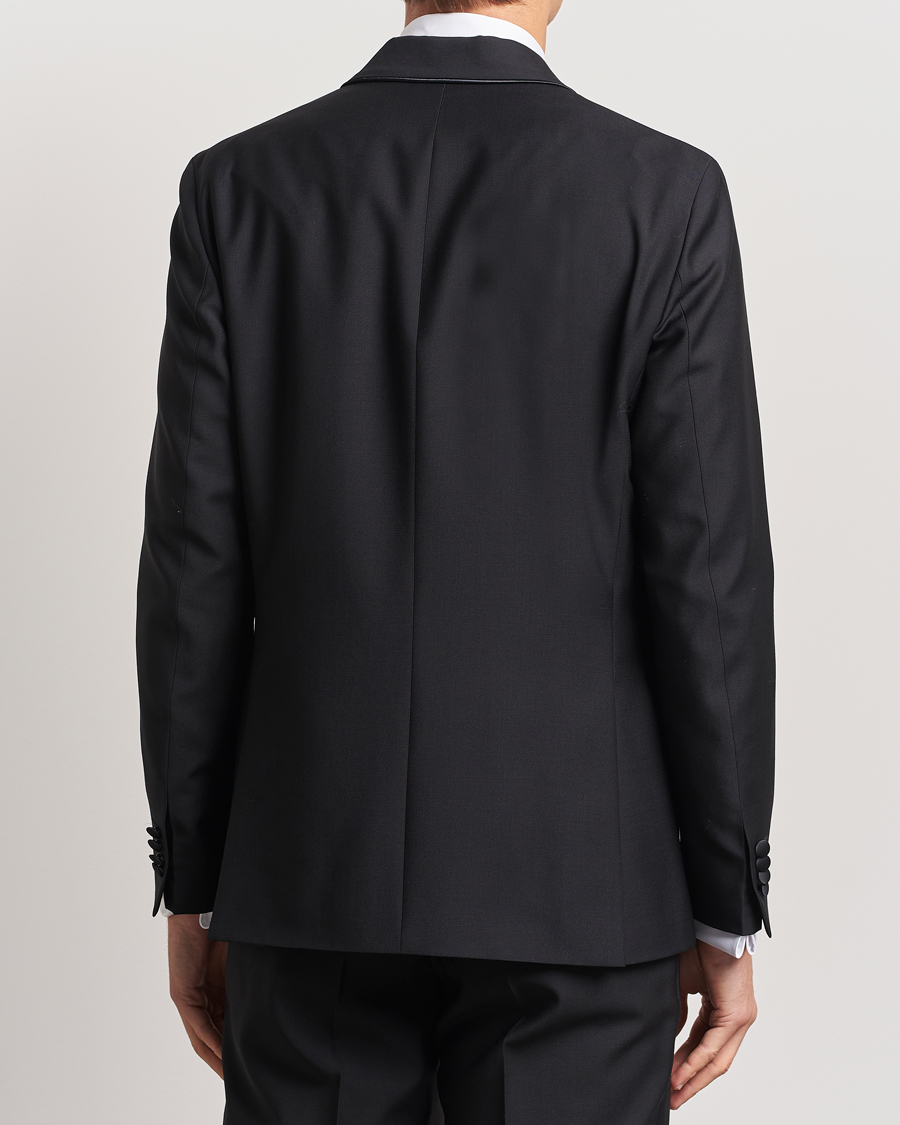 Hombres | Blazers | Oscar Jacobson | Fattore Double Breasted Tuxedo Blazer Black