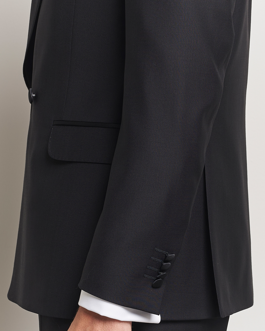 Hombres | Blazers | Oscar Jacobson | Fattore Double Breasted Tuxedo Blazer Black
