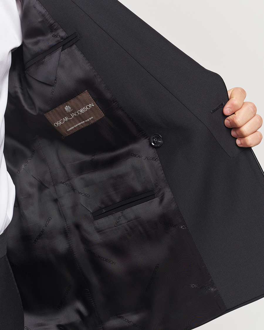 Hombres | Blazers | Oscar Jacobson | Fattore Double Breasted Tuxedo Blazer Black