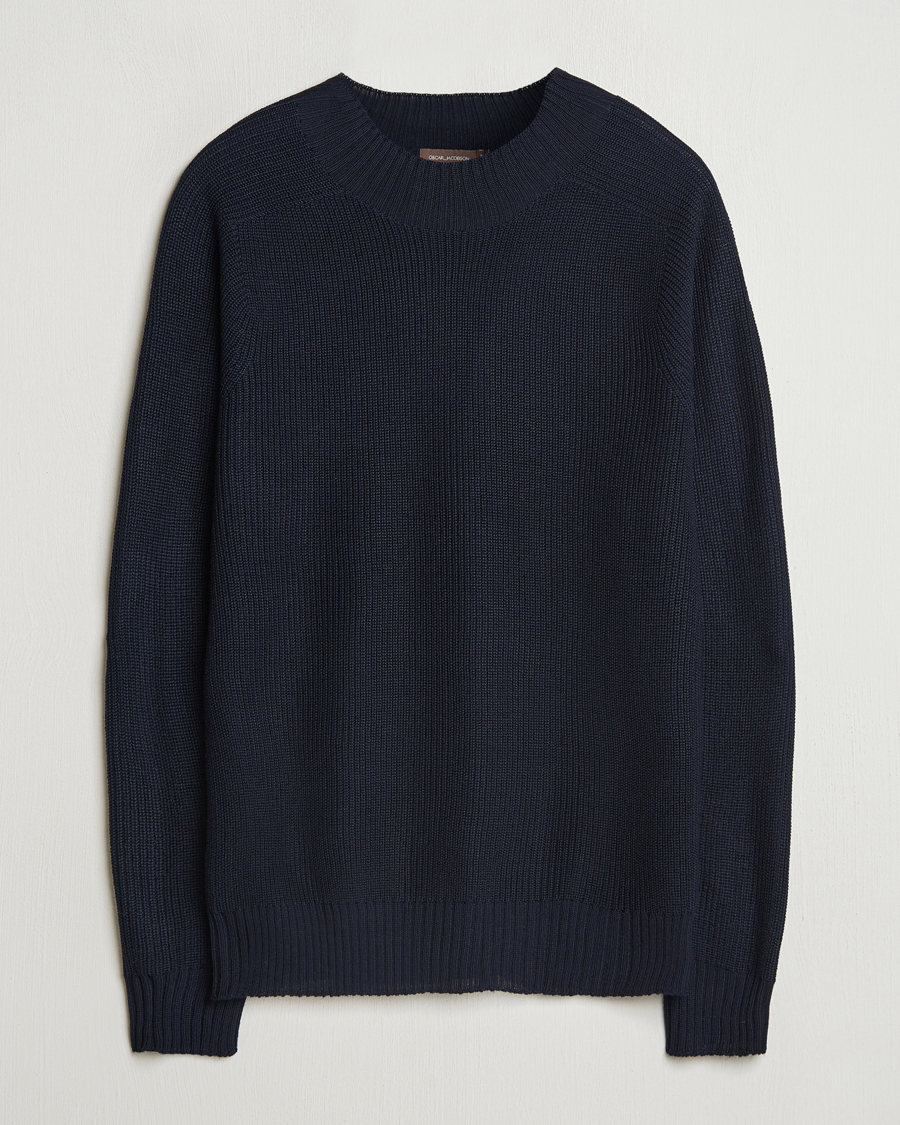 Hombres | Jerséis y prendas de punto | Oscar Jacobson | Collins Knitted Wool Turtleneck Navy