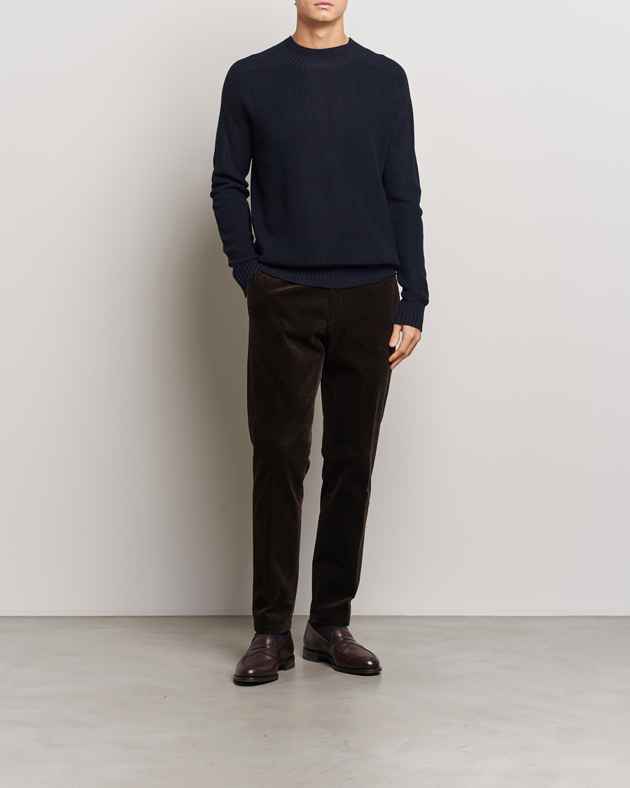 Hombres | Jerséis y prendas de punto | Oscar Jacobson | Collins Knitted Wool Turtleneck Navy