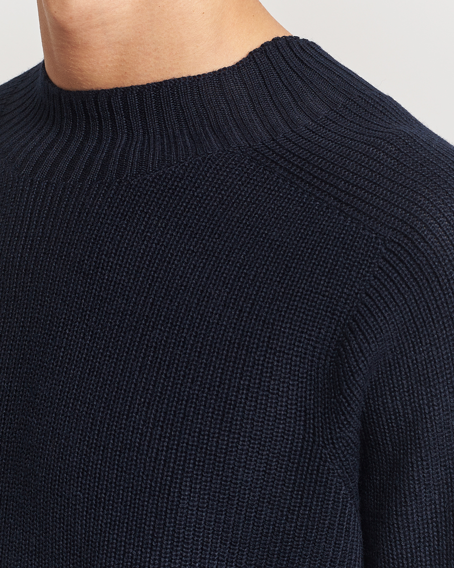 Hombres | Jerséis y prendas de punto | Oscar Jacobson | Collins Knitted Wool Turtleneck Navy