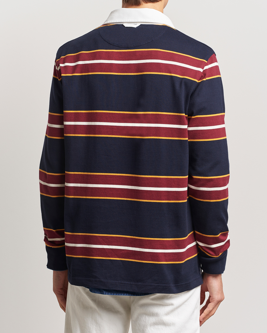 Hombres | Jerséis y prendas de punto | GANT | Yarn Dyed Striped Heavy Rugger Evening Blue
