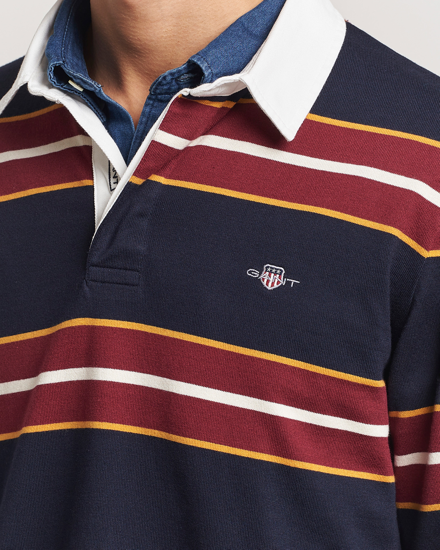 Hombres | Jerséis y prendas de punto | GANT | Yarn Dyed Striped Heavy Rugger Evening Blue
