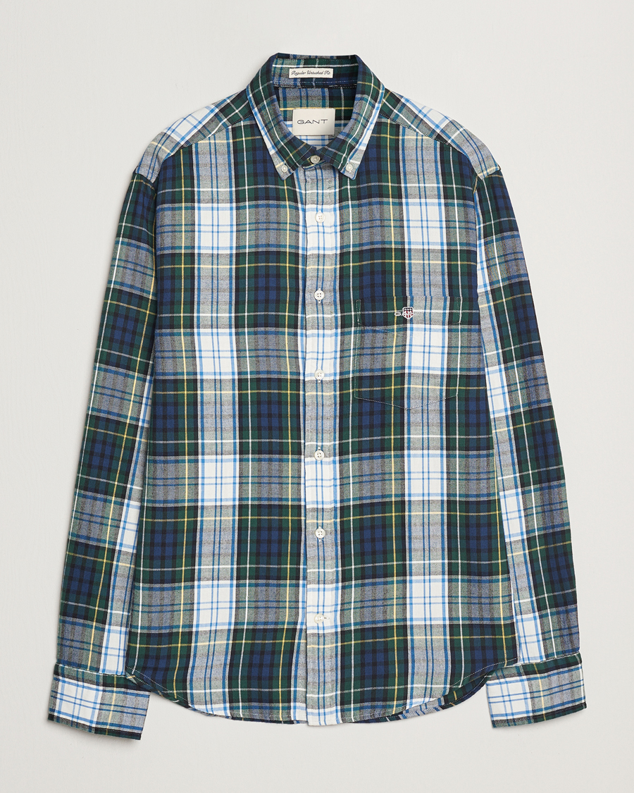 Hombres | Camisas | Gant | Regular Flannel Check Shirt Tartan Green