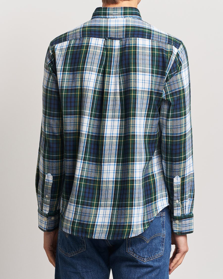 Hombres | Camisas | Gant | Regular Flannel Check Shirt Tartan Green