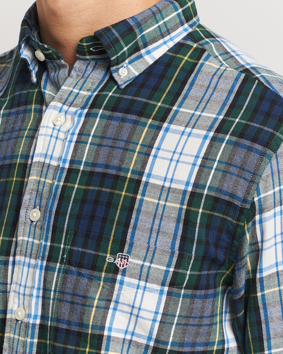 Hombres | Camisas | Gant | Regular Flannel Check Shirt Tartan Green
