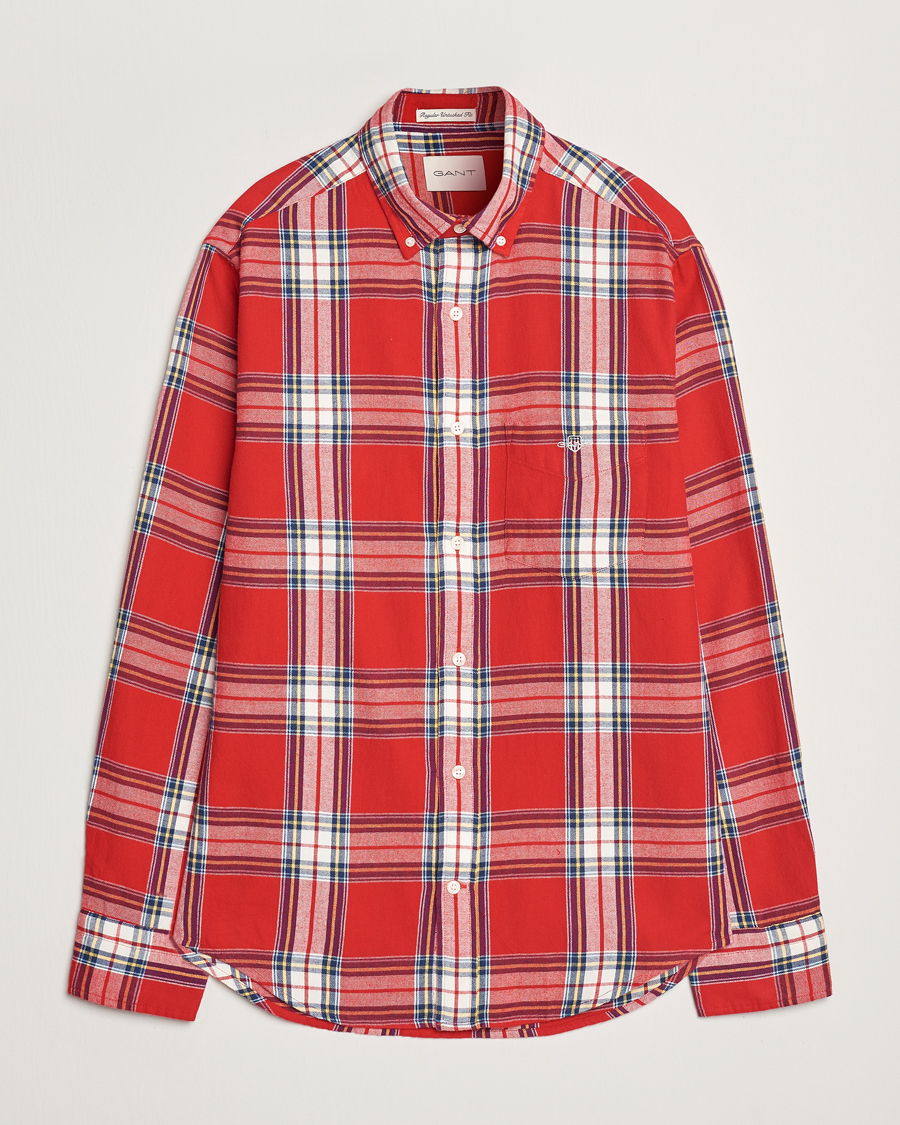 Hombres | Camisas | Gant | Regular Flannel Check Shirt Ruby Red