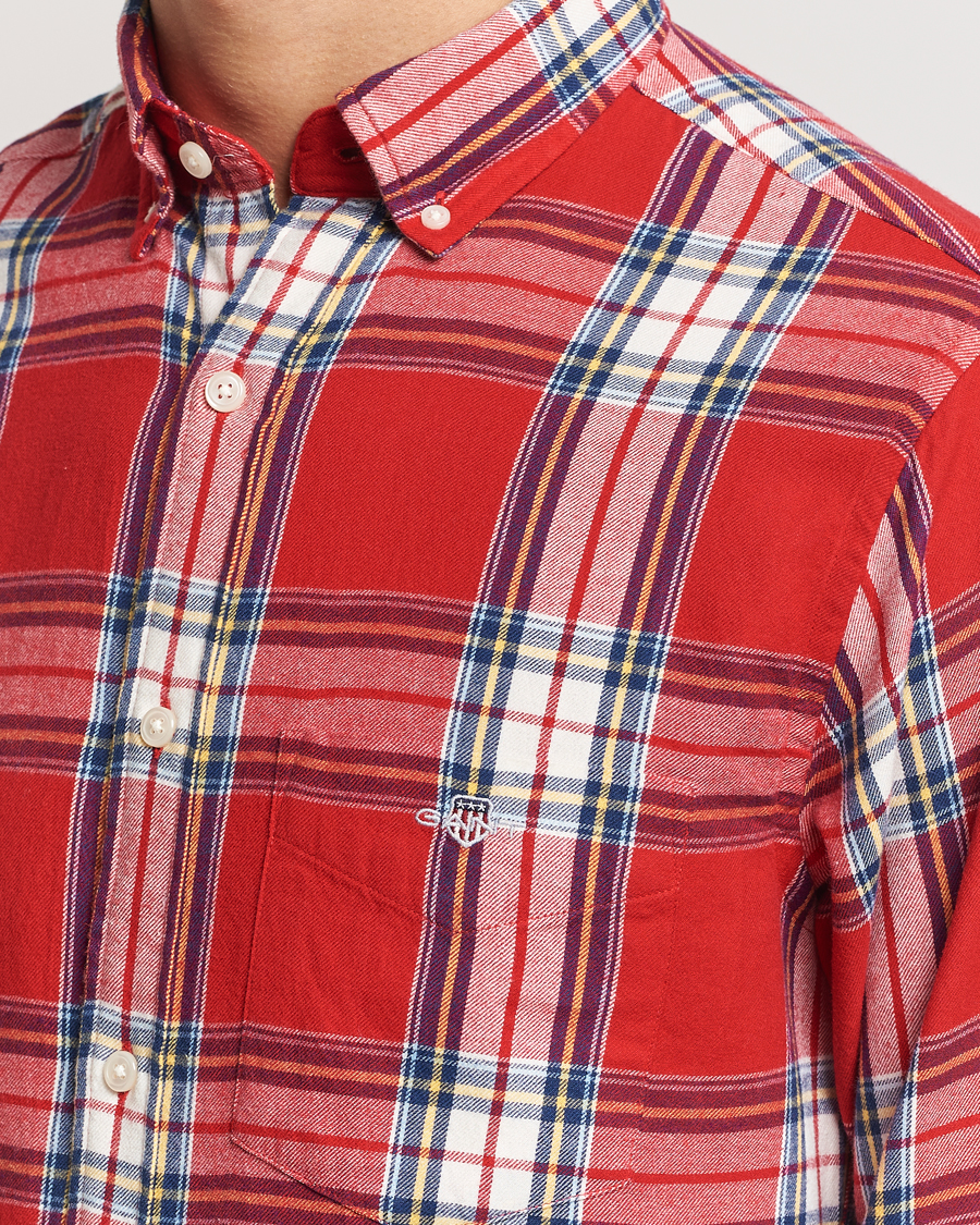 Hombres | Camisas | Gant | Regular Flannel Check Shirt Ruby Red