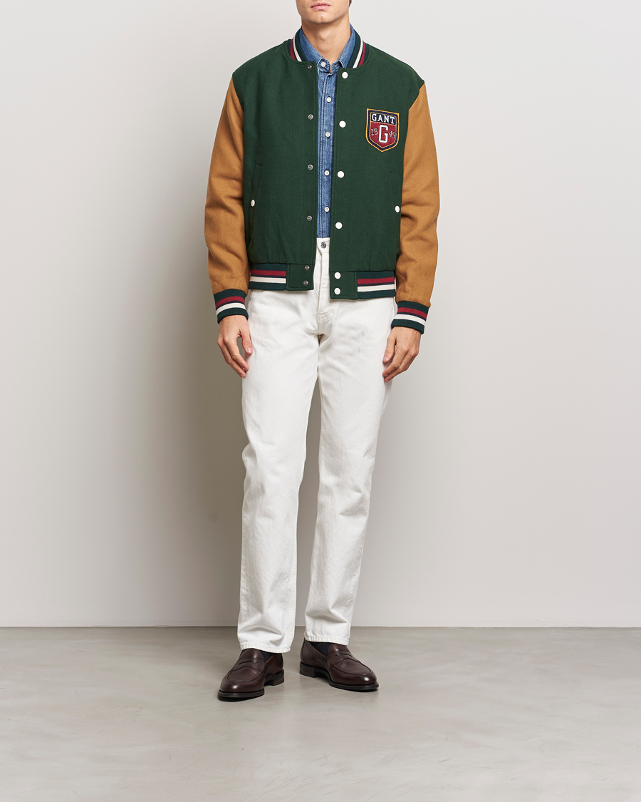 Hombres | Abrigos y chaquetas | GANT | Wool Varisty Jacket Tartan Green