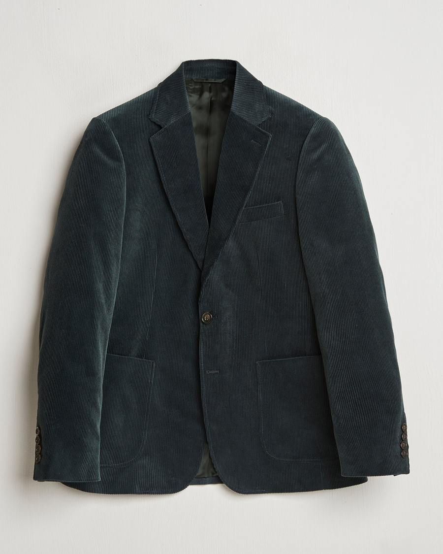 Hombres | Blazers | Gant | Slim Corduroy Suit Jacket Tartan Green