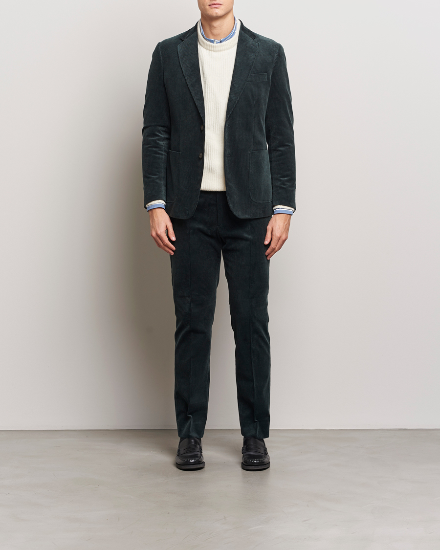 Hombres | Blazers | Gant | Slim Corduroy Suit Jacket Tartan Green