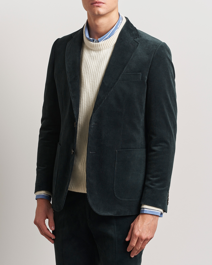 Hombres | Blazers | Gant | Slim Corduroy Suit Jacket Tartan Green