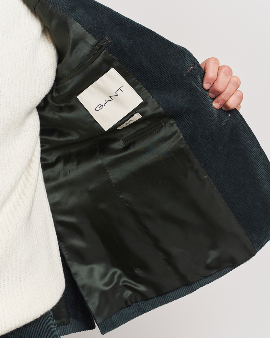 Hombres | Blazers | Gant | Slim Corduroy Suit Jacket Tartan Green