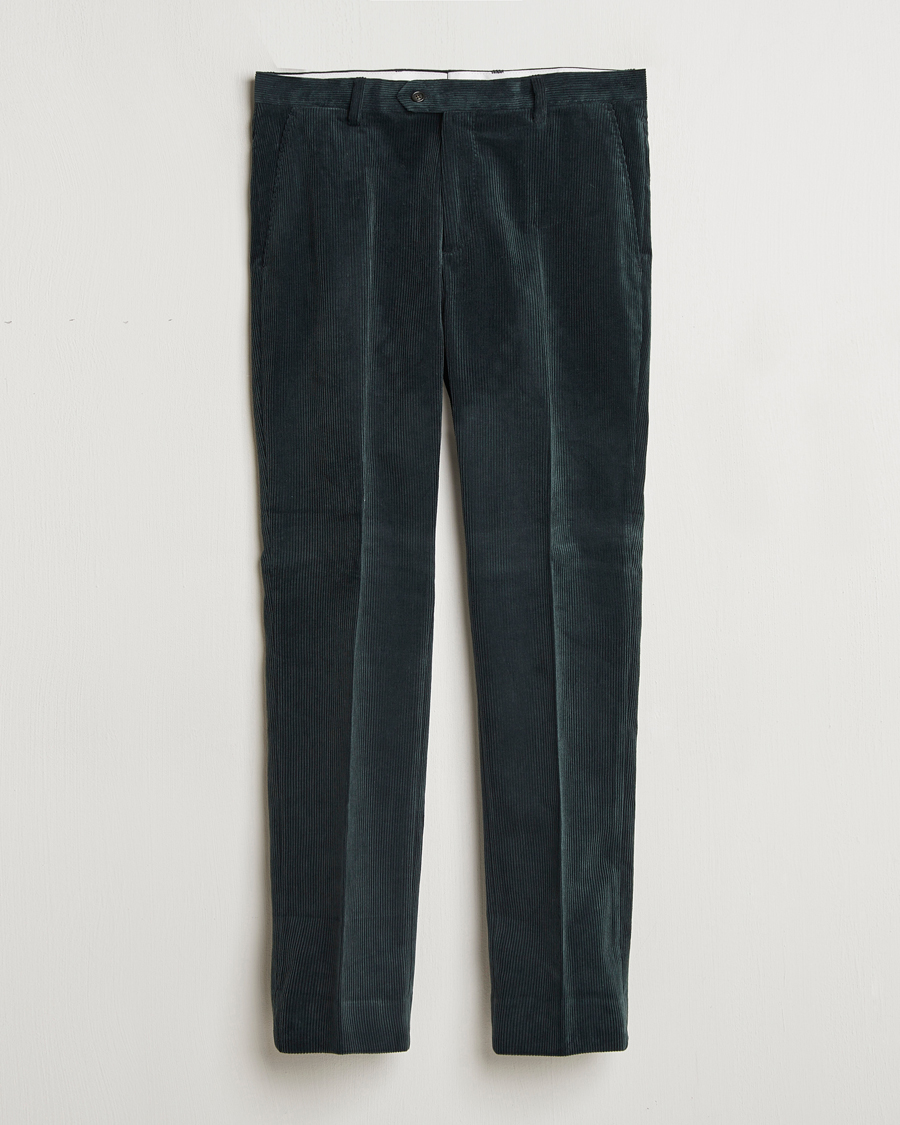 Hombres | Pantalones | Gant | Slim Corduroy Suit Trousers Tartan Green