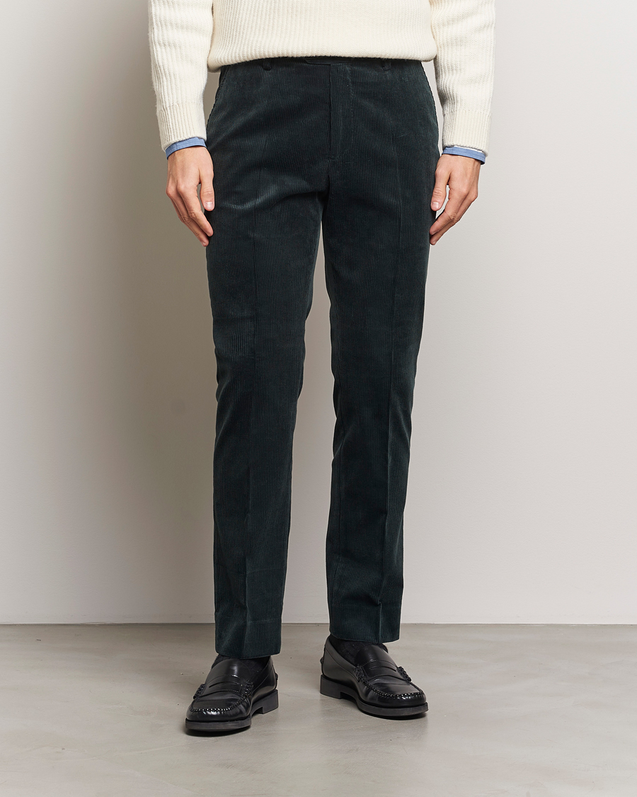 Hombres | Pantalones | Gant | Slim Corduroy Suit Trousers Tartan Green