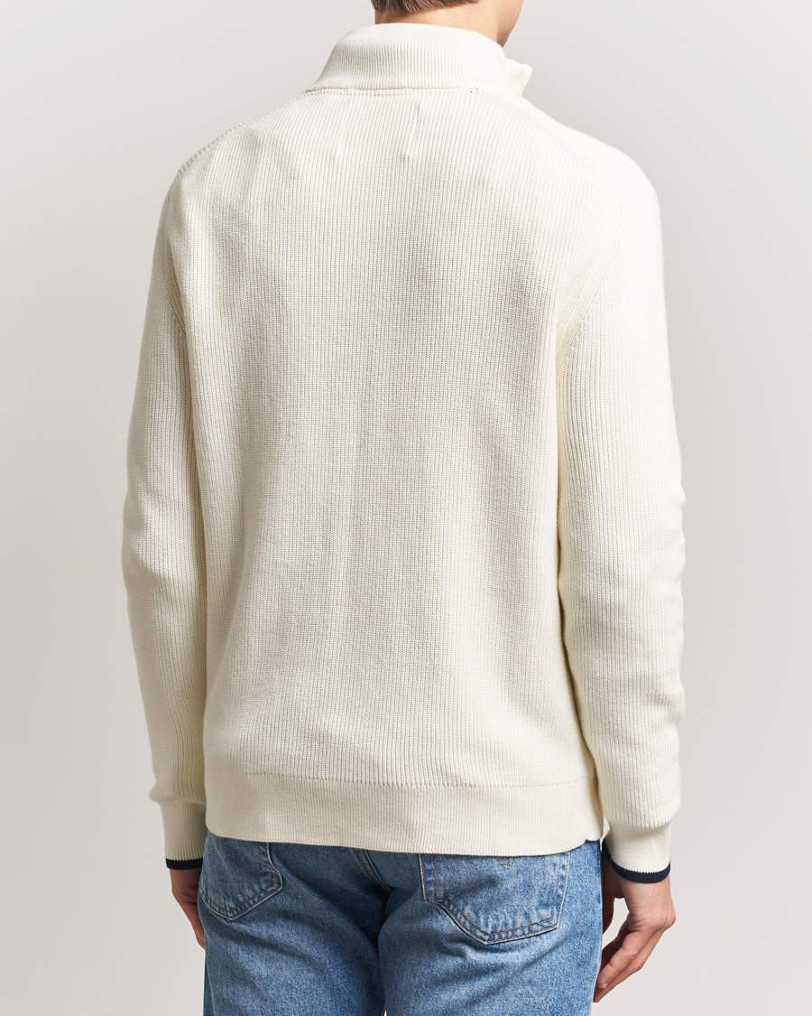 Hombres | Jerséis y prendas de punto | GANT | Ribbed Cotton Half Zip Cream