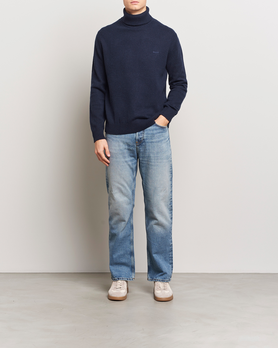 Hombres | Jerséis y prendas de punto | GANT | Knitted Wool Turtleneck Evening Blue