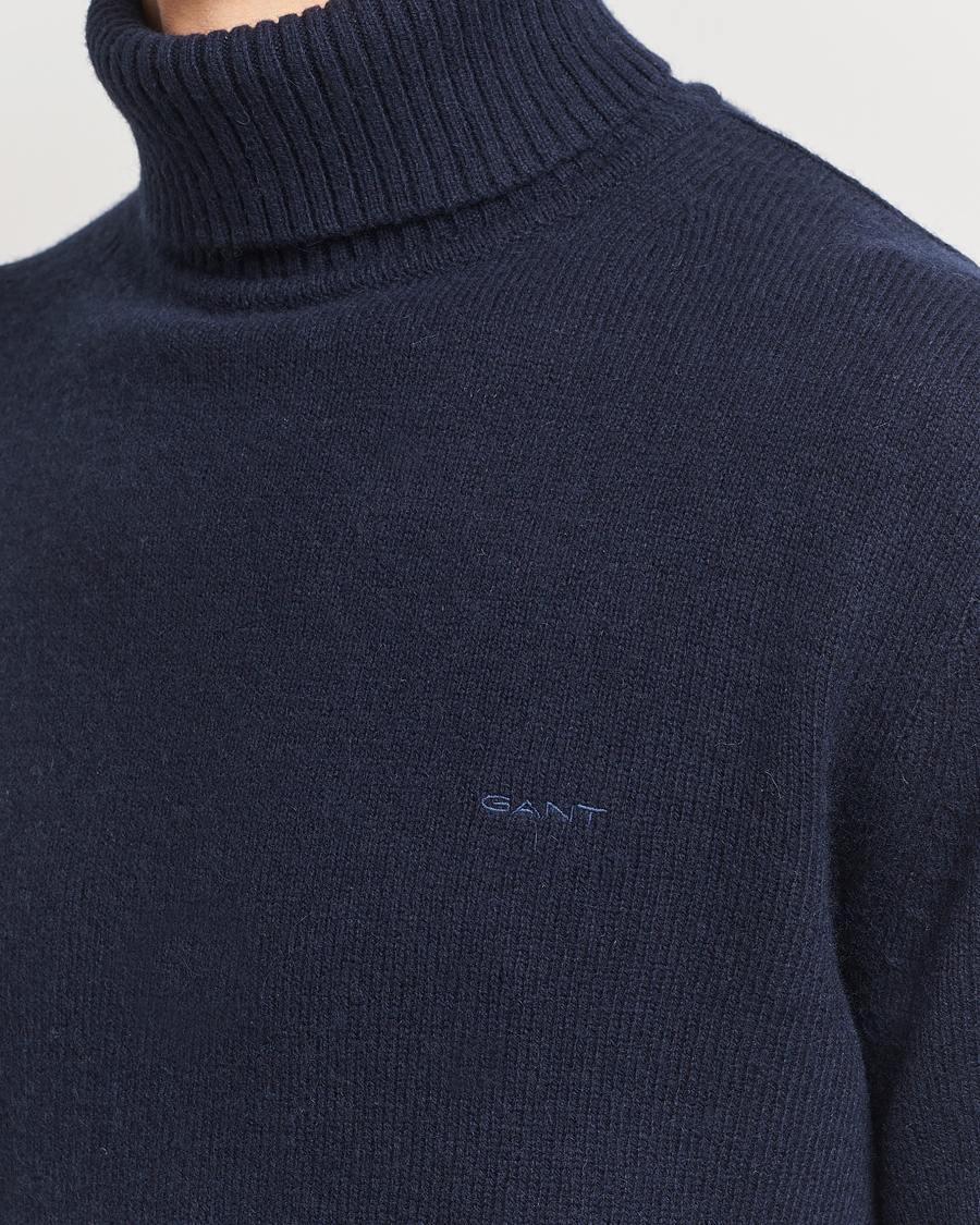 Hombres | Jerséis y prendas de punto | GANT | Knitted Wool Turtleneck Evening Blue
