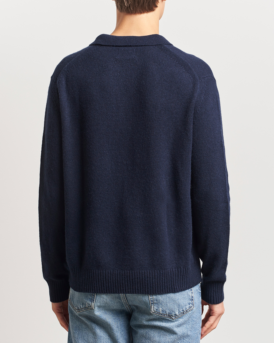 Hombres | Jerséis y prendas de punto | GANT | Knitted Wool Polo Evening Blue